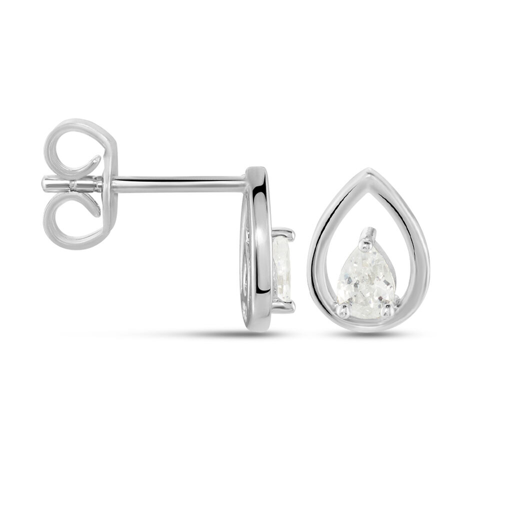Boucles D'oreilles Puces Argent Blanc Temusio Oxydes De Zirconium - Boucles d'oreilles fantaisie Femme | Histoire d’Or