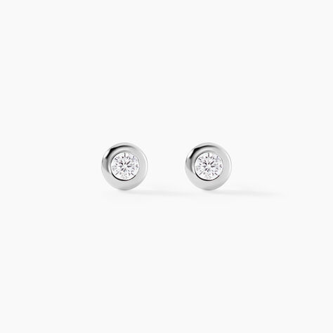 Boucles D'oreilles Puces Argent Blanc Laureano Oxydes De Zirconium - Boucles d'oreilles fantaisie Femme | Histoire d&rsquo;Or