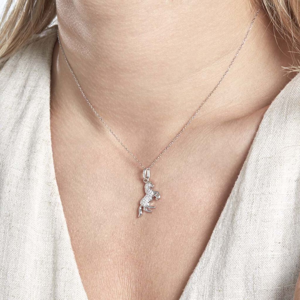 Pendentif Amelot Argent Blanc Oxyde De Zirconium - Pendentifs Femme | Histoire d’Or