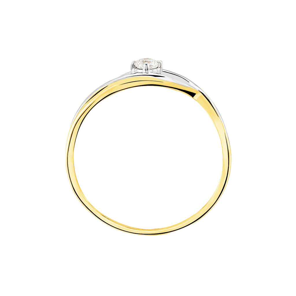 Bague Solitaire Peline Or Bicolore Oxyde De Zirconium - Bagues solitaires Femme | Histoire d’Or