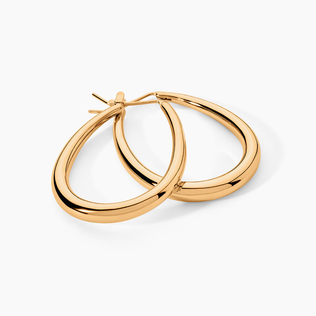 Cr&eacute;oles Olivia Ovale Plaqu&eacute; Or Jaune - Boucles d'oreilles cr&eacute;oles Femme | Histoire d&rsquo;Or