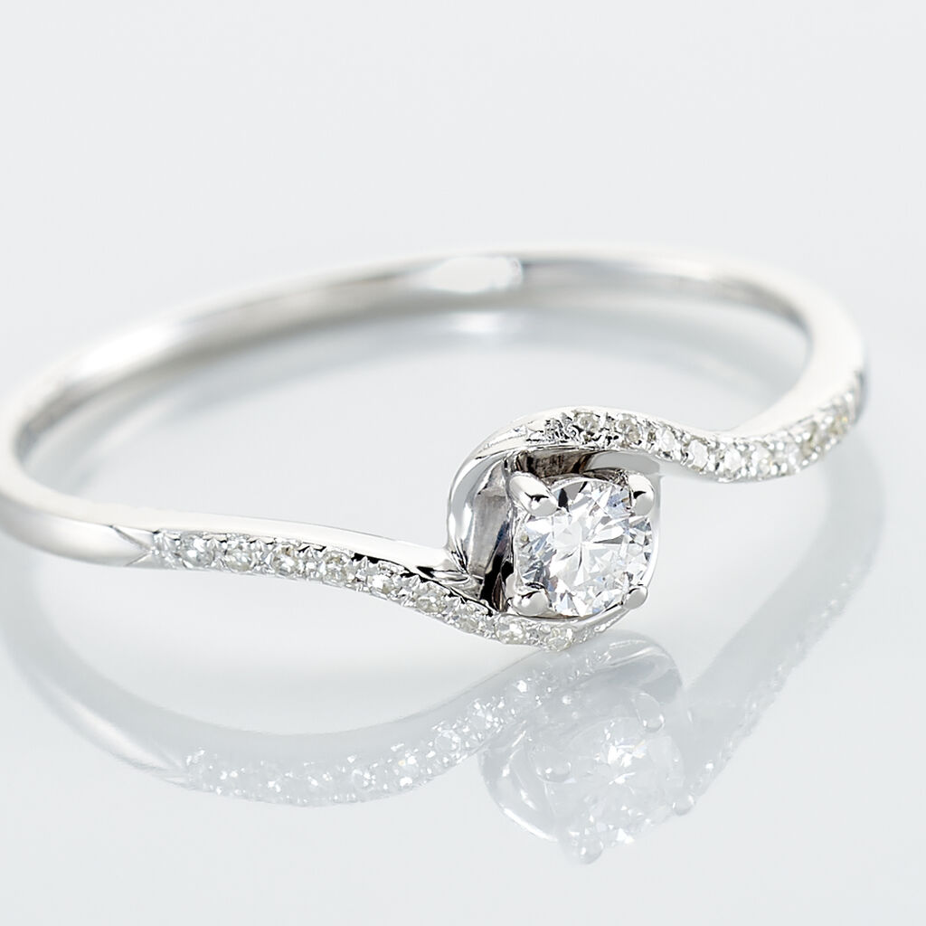 Bague Vrille Accompagnee Or Blanc Diamant - Bagues solitaires Femme | Histoire d’Or