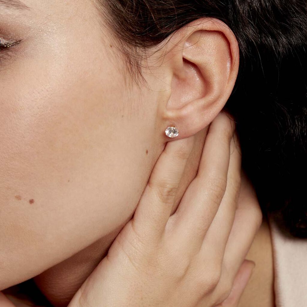 Boucles D'oreilles Puces Eddie Or Jaune Oxyde De Zirconium - Clous d'oreilles Femme | Histoire d’Or