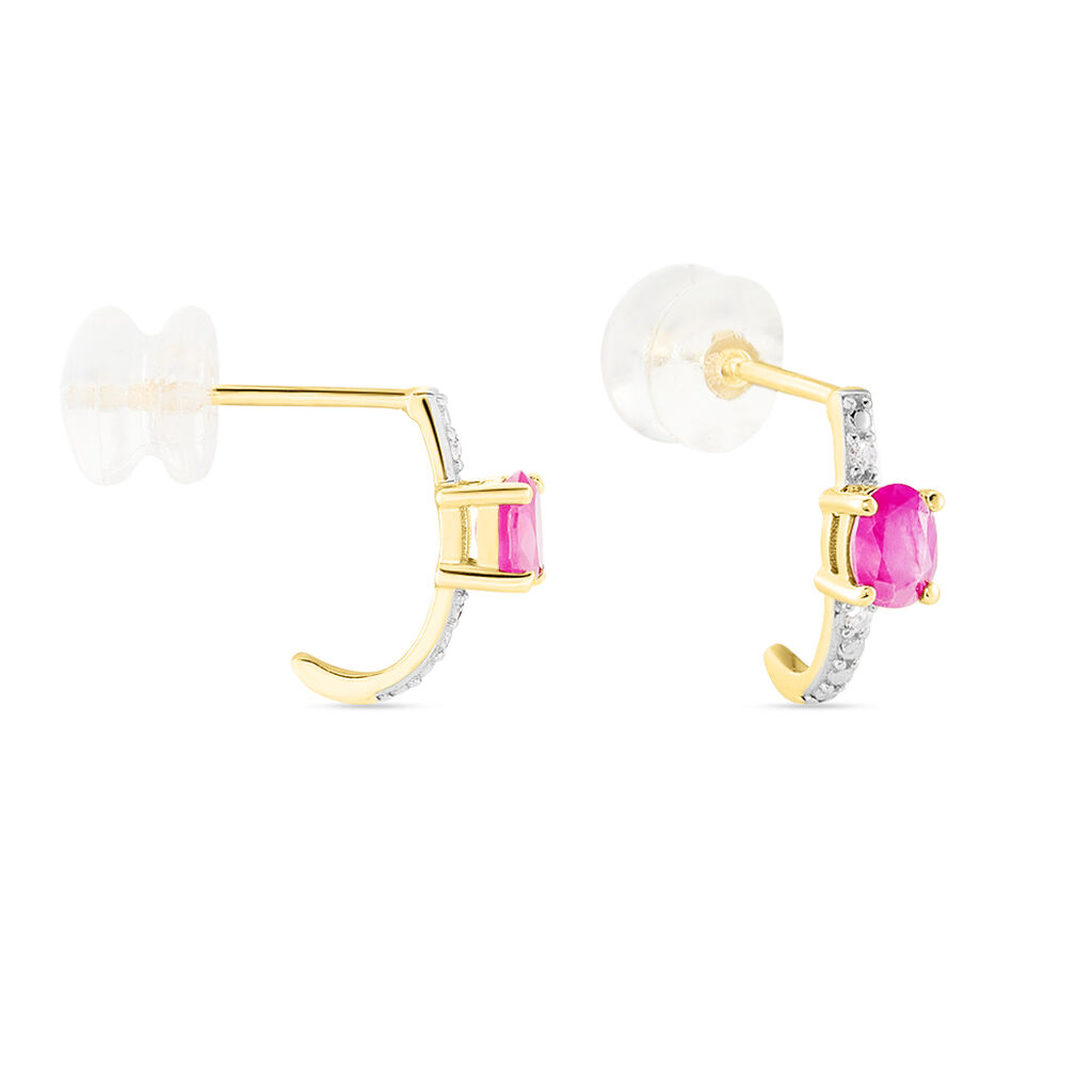 Demi Créoles Barrett Or Jaune Rubis Diamant - Boucles d'oreilles créoles Femme | Histoire d’Or