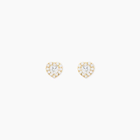 Boucles D'Oreilles Puces Laverne Or Jaune Oxyde De Zirconium - Clous d'oreilles Femme | Histoire d&rsquo;Or