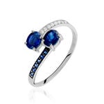 Bague Toi Et Moi Or Blanc Saphir Et Diamant - Bagues avec pierre Femme | Histoire d&rsquo;Or