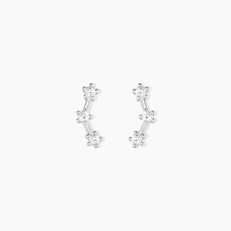 Boucles D'oreilles Puces Allegra Argent Blanc Oxyde De Zirconium - Boucles d'oreilles fantaisie Femme | Histoire d&rsquo;Or