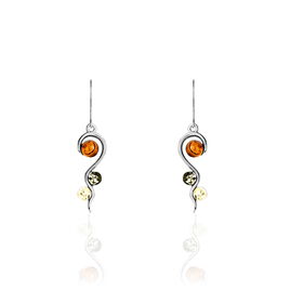 Boucles D'oreilles Pendantes Levannah Argent Blanc Ambre - Boucles d'oreilles fantaisie Femme | Histoire d’Or