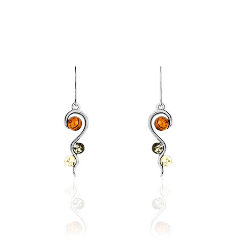 Boucles D'oreilles Pendantes Levannah Argent Blanc Ambre - Boucles d'oreilles fantaisie Femme | Histoire d’Or