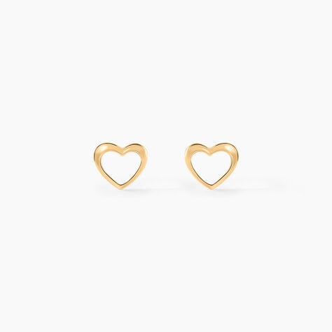 Boucles D'oreilles Puces Anne-maudae Coeurs Or Jaune - Clous d'oreilles Femme | Histoire d’Or