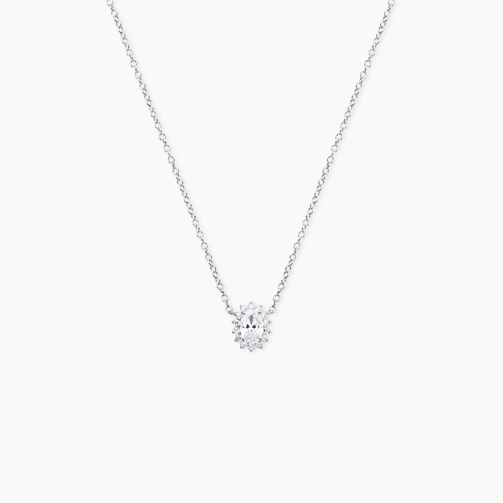 Collier Liz Argent Blanc Oxyde De Zirconium - Colliers fantaisie Femme | Histoire d&rsquo;Or