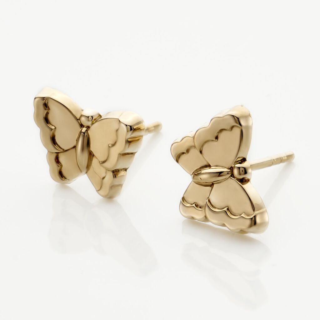 Boucles D'oreilles Puces Bartholom&eacute;e Papillon Or Jaune - Clous d'oreilles Femme | Histoire d&rsquo;Or