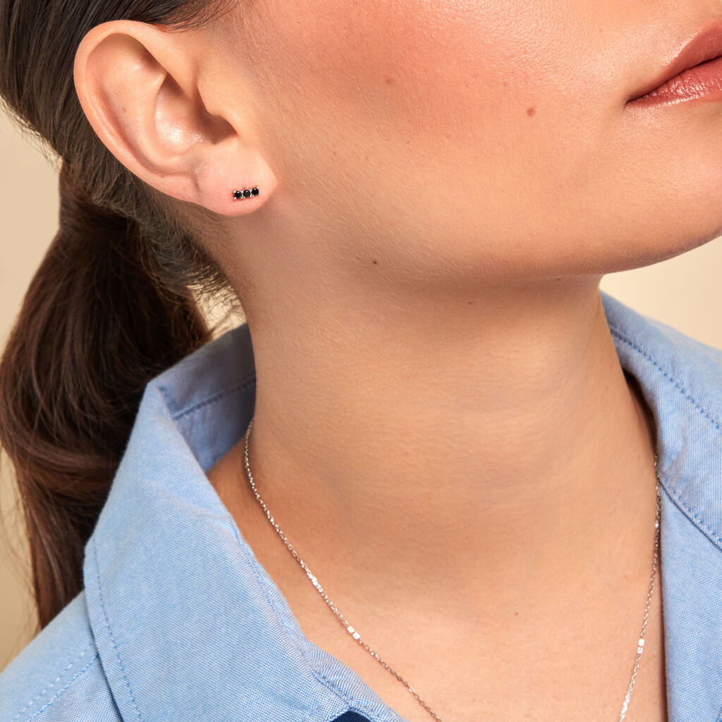 Boucles D'oreilles Puces Mai-ly Argent Blanc Oxyde De Zirconium - Boucles d'oreilles fantaisie Femme | Histoire d&rsquo;Or