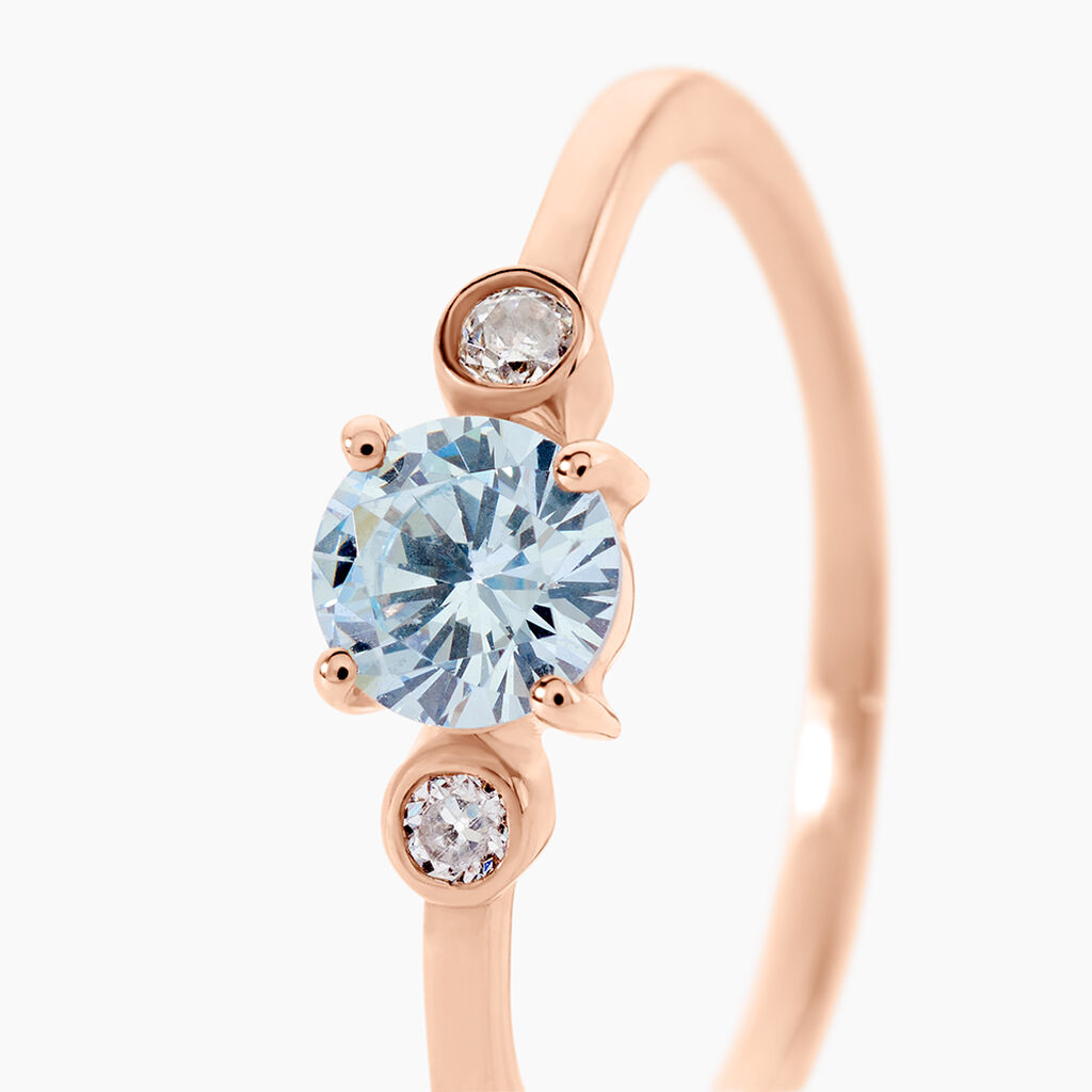 Bague Solitaire Shir Argent Rose Oxyde De Zirconium - Bagues solitaires Femme | Histoire d&rsquo;Or