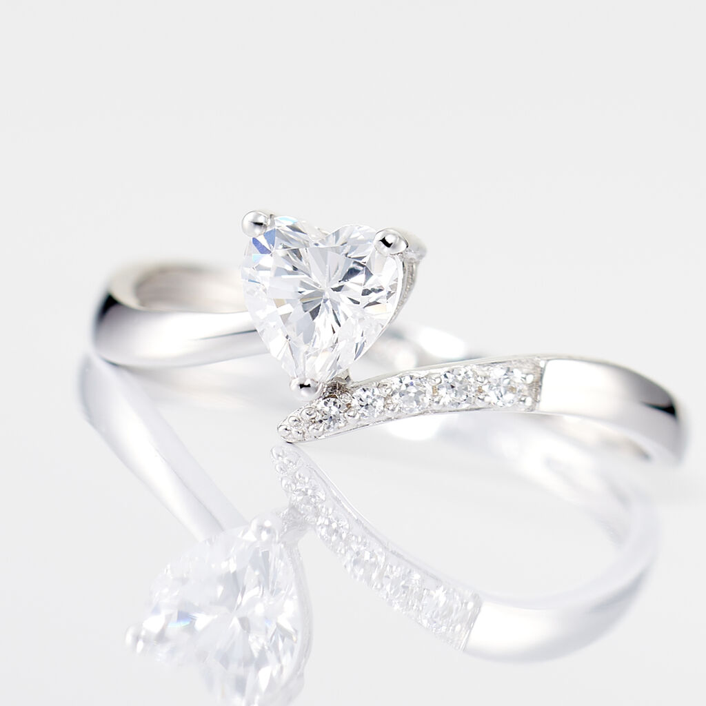 Bague Eva Or Blanc Oxyde De Zirconium - Bagues solitaires Femme | Histoire d&rsquo;Or