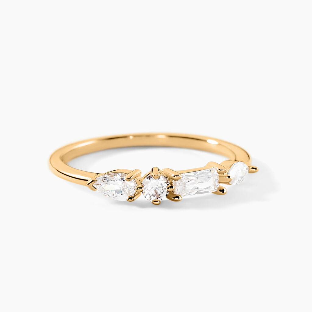 Bague Estela Plaque Or Jaune Oxyde De Zirconium - Bagues avec pierre Femme | Histoire d’Or
