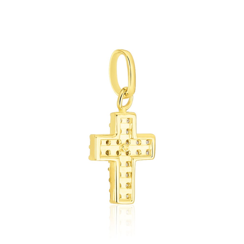 Pendentif Canice Croix Or Jaune Oxyde De Zirconium - Pendentifs Communion Femme | Histoire d’Or