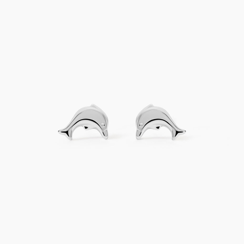 Boucles D'oreilles Puces Fulvie Dauphin 5 Or Blanc - Clous d'oreilles Femme | Histoire d&rsquo;Or