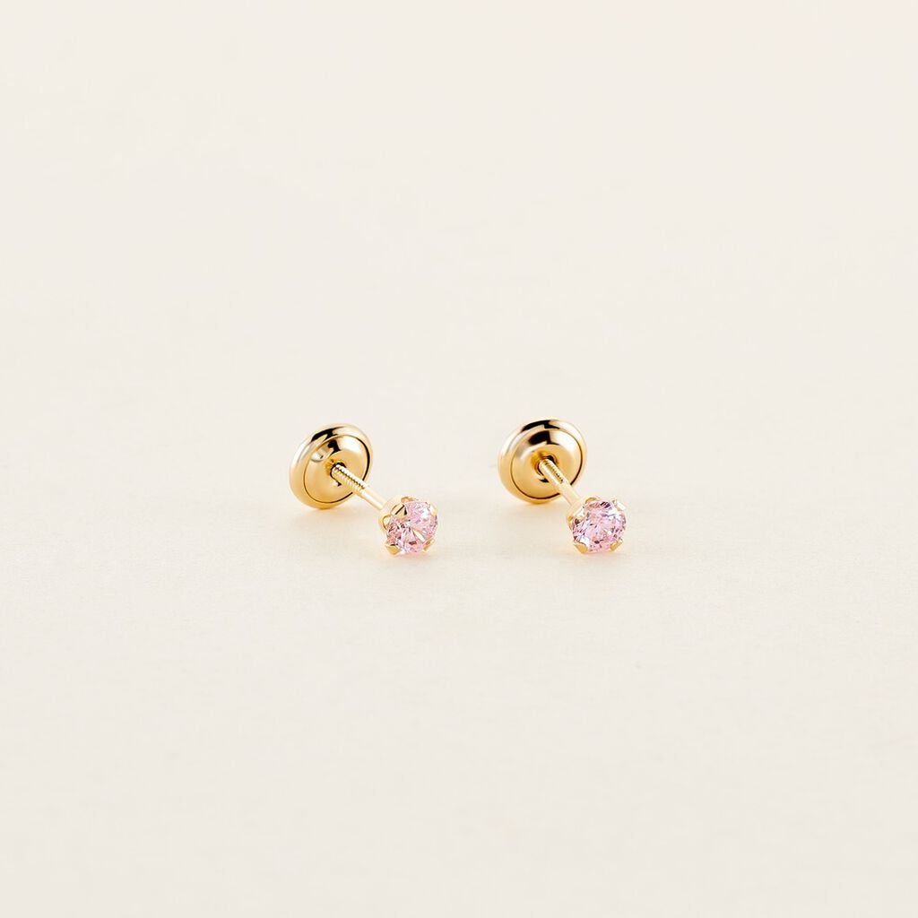 Boucles D'oreilles Puces Pepita Or Jaune Oxyde De Zirconium - Clous d'oreilles Famille | Histoire d&rsquo;Or