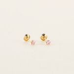 Boucles D'oreilles Puces Pepita Or Jaune Oxyde De Zirconium - Clous d'oreilles Famille | Histoire d&rsquo;Or