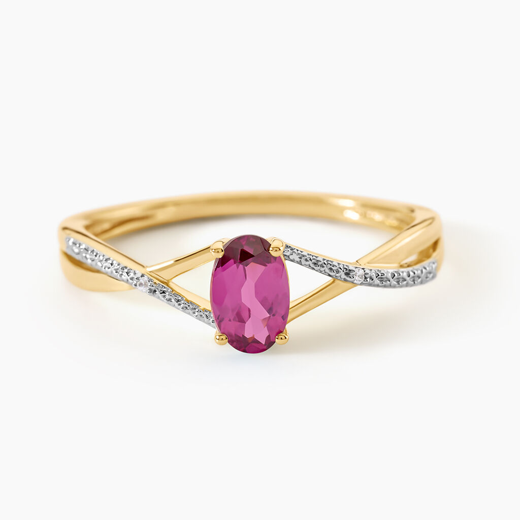 Bague Hemma Argent Dor&eacute; A L'Or 750/1000 Rhodolite Oxyde De Zirconium - Bagues solitaires Femme | Histoire d&rsquo;Or