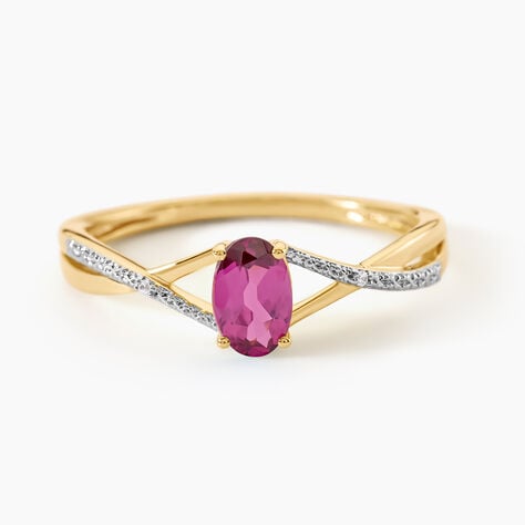 Bague Hemma Argent Dor&eacute; A L'Or 750/1000 Rhodolite Oxyde De Zirconium - Bagues solitaires Femme | Histoire d&rsquo;Or