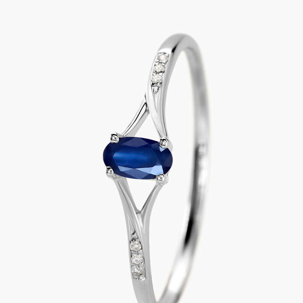 Bague Charmante Or Blanc Saphir Et Diamant - Bagues solitaires Femme | Histoire d’Or