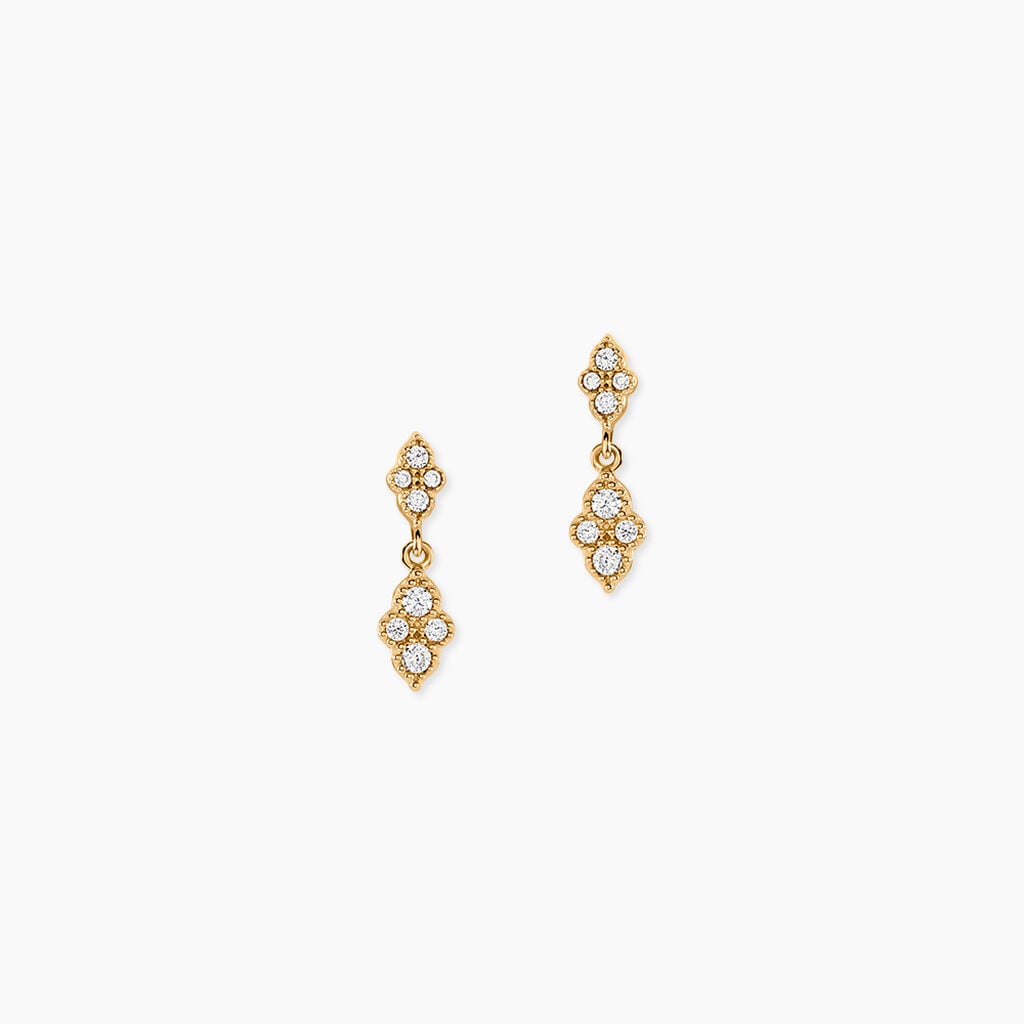 Boucles D'Oreilles Pendantes Dainty Plaqu&eacute; Or Jaune Oxyde De Zirconium - Boucles d'oreilles fantaisie Femme | Histoire d&rsquo;Or