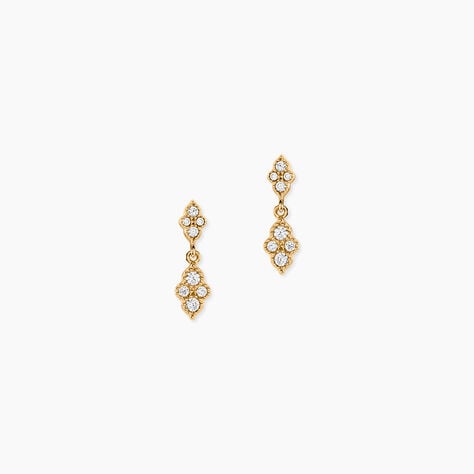 Boucles D'Oreilles Pendantes Dainty Plaqu&eacute; Or Jaune Oxyde De Zirconium - Boucles d'oreilles fantaisie Femme | Histoire d&rsquo;Or