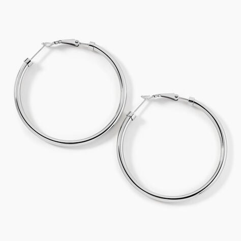 Créoles Carmeline Acier Blanc - Boucles d'oreilles créoles Femme | Histoire d’Or