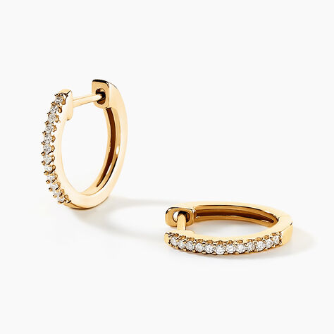 Creoles Or Jaune Aryanna Diamants - Boucles d'oreilles cr&eacute;oles Femme | Histoire d&rsquo;Or