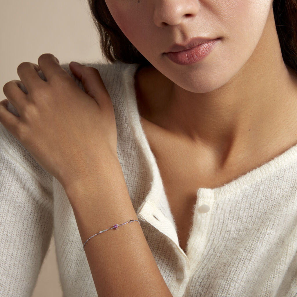 Bracelet Argent Blanc Declaration Oxyde De Zirconium - Bracelets Coeur Femme | Histoire d’Or