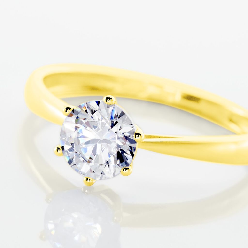 Solitaire Or Jaune Laurian Oxyde De Zirconium Blanc - Bagues solitaires Femme | Histoire d&rsquo;Or