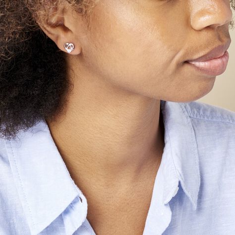 Boucles D'oreilles Puces Shainy Argent Blanc - Boucles d'oreilles fantaisie Femme | Histoire d’Or