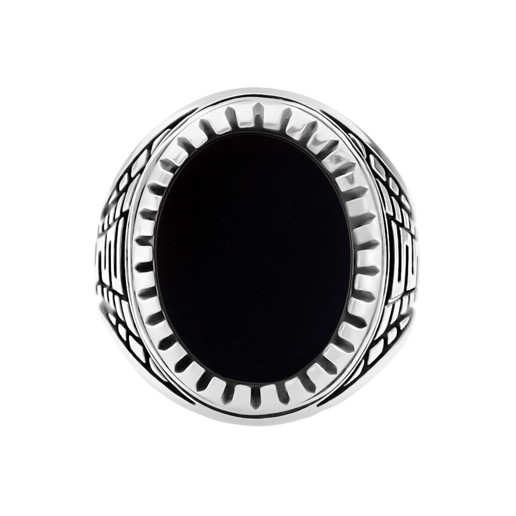 Bague Thimeo Argent Blanc Onyx - Bagues solitaires Homme | Histoire d&rsquo;Or