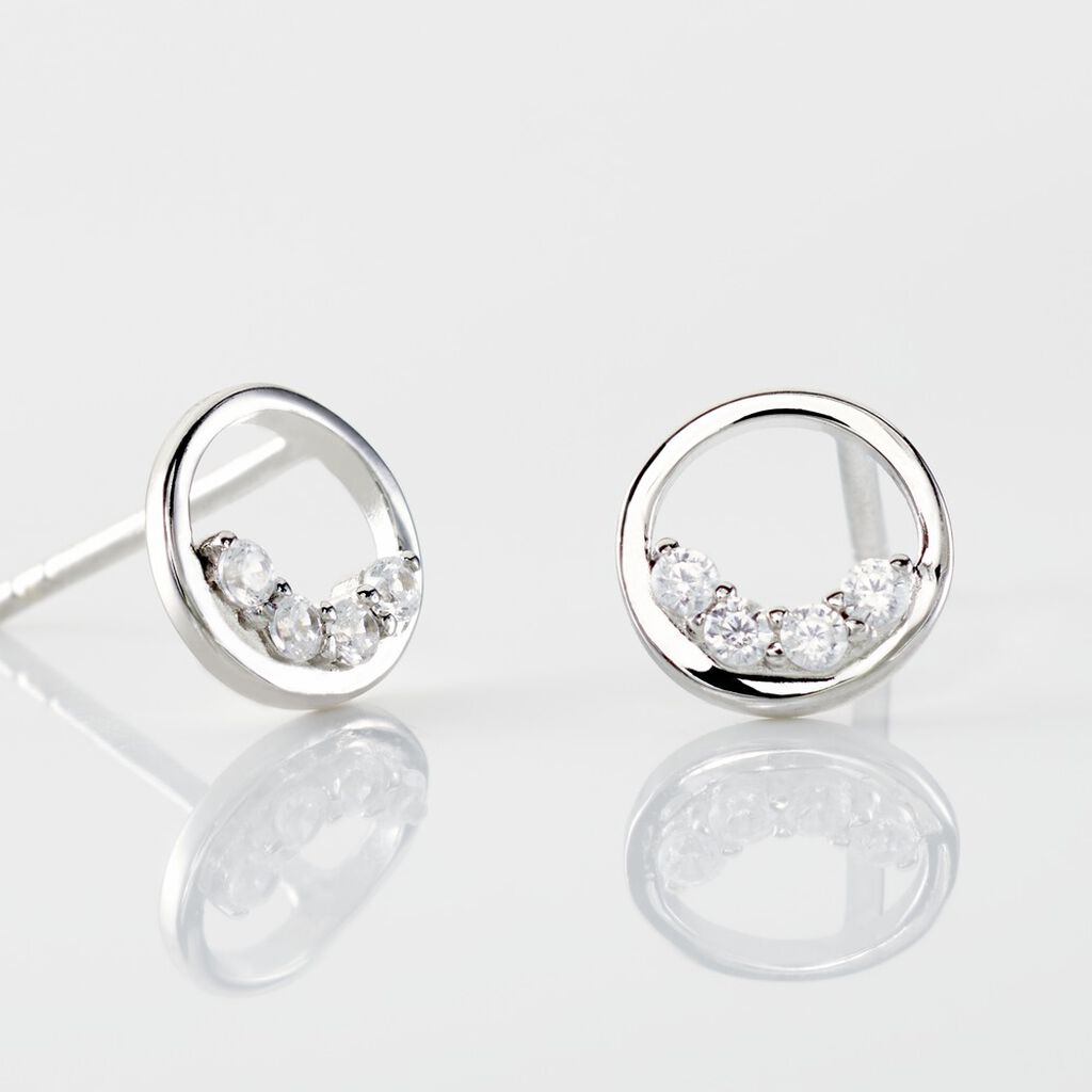 Boucles D'oreilles Puces Argent Blanc Vivence Oxydes De Zirconium - Boucles d'oreilles fantaisie Femme | Histoire d&rsquo;Or