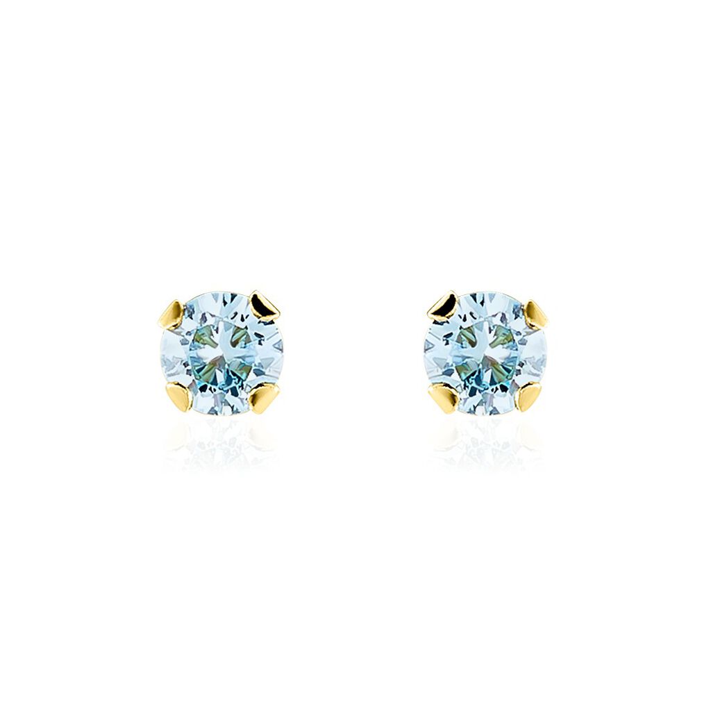 Boucles D'oreilles Puces Pepita Or Jaune Oxyde De Zirconium - Clous d'oreilles Famille | Histoire d’Or