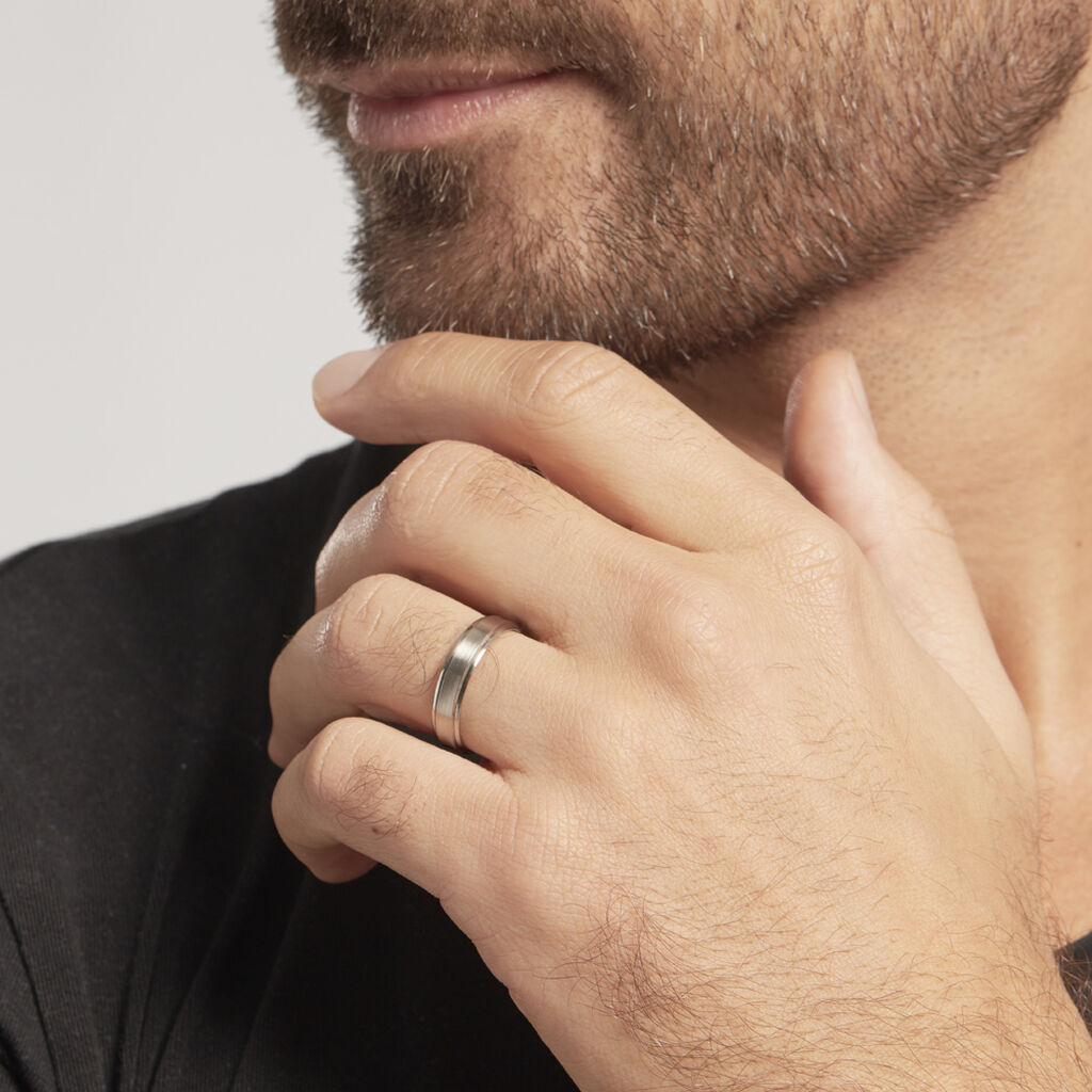 Alliance Padrig Ruban Plat Palladium Blanc - Alliances Homme | Histoire d’Or