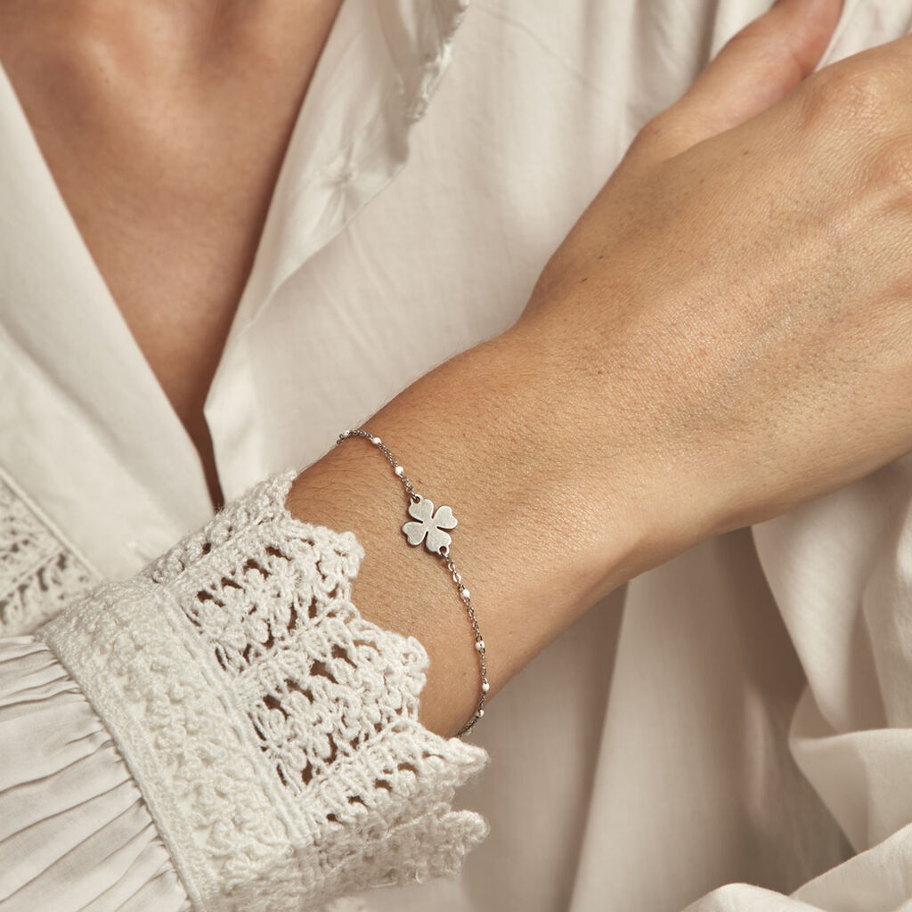 Bracelet Polka Argent Blanc - Bracelets Trèfle Femme | Histoire d’Or