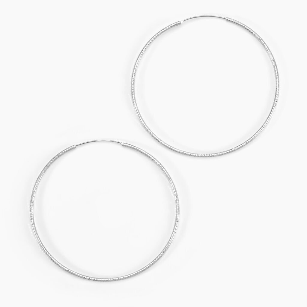 Créoles Argent Blanc Agathe - Boucles d'oreilles créoles Femme | Histoire d’Or