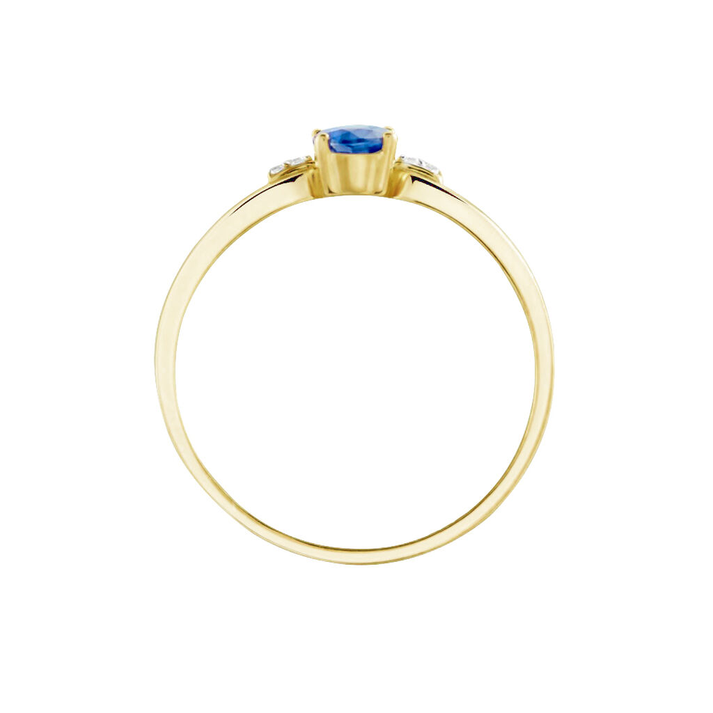Bague Or Jaune Ebrard Saphir Diamants - Bagues solitaires Femme | Histoire d’Or