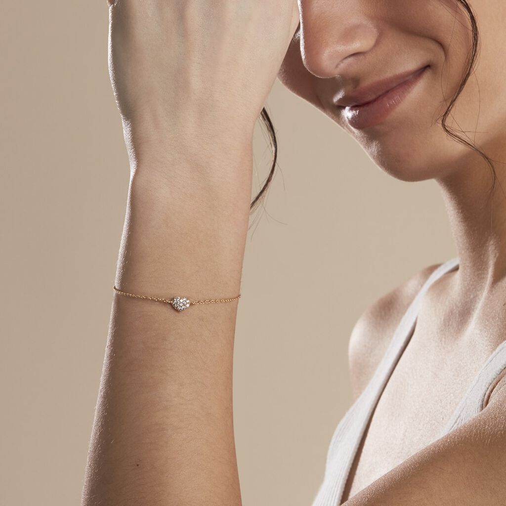 Bracelet Plaqué Or Nafissa Oxydes De Zirconium - Bracelets Coeur Femme | Histoire d’Or