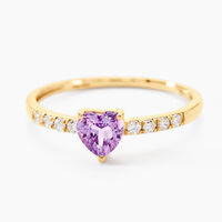 Bague Love Ring Or Jaune Améthyste Oxyde De Zirconium