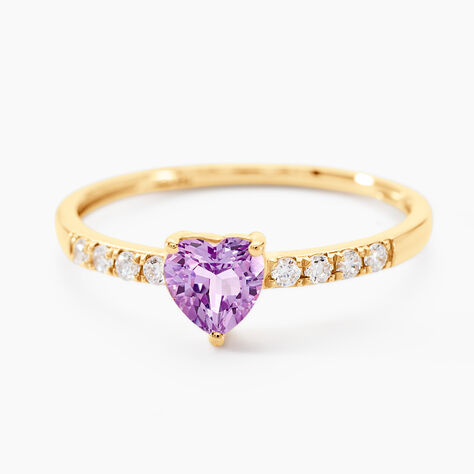 Bague Love Ring Or Jaune Améthyste Oxyde De Zirconium - Bagues solitaires Femme | Histoire d’Or