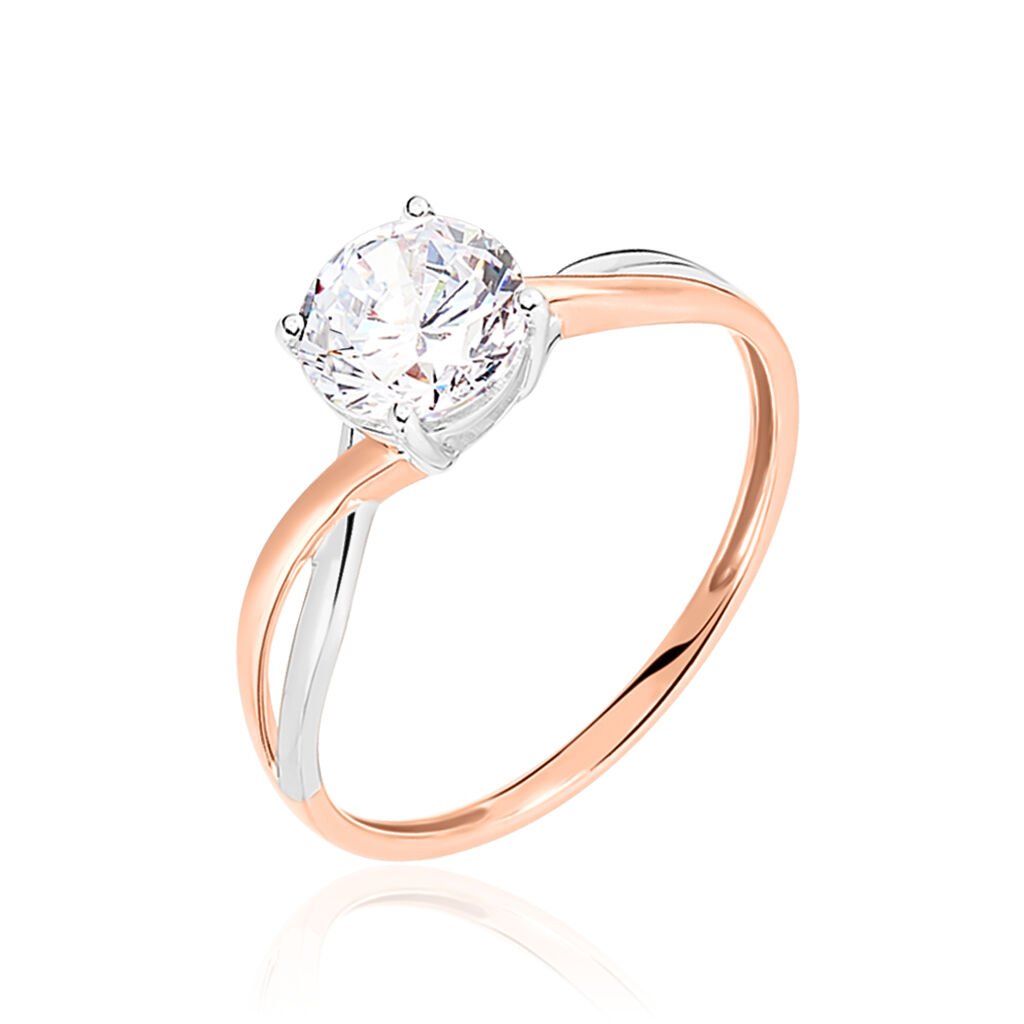 Bague Solitaire Micheline Or Bicolore Oxyde De Zirconium - Bagues solitaires Femme | Histoire d&rsquo;Or