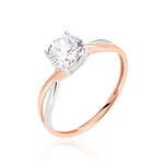 Bague Solitaire Micheline Or Bicolore Oxyde De Zirconium - Bagues solitaires Femme | Histoire d&rsquo;Or