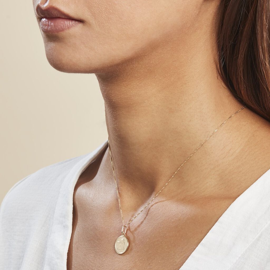 Pendentif Ange Rond Or Jaune - Pendentifs Baptême Famille | Histoire d’Or