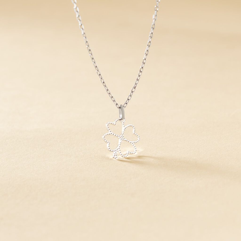 Pendentif Koulmia Trefle Diamante Or Blanc - Pendentifs Femme | Histoire d’Or
