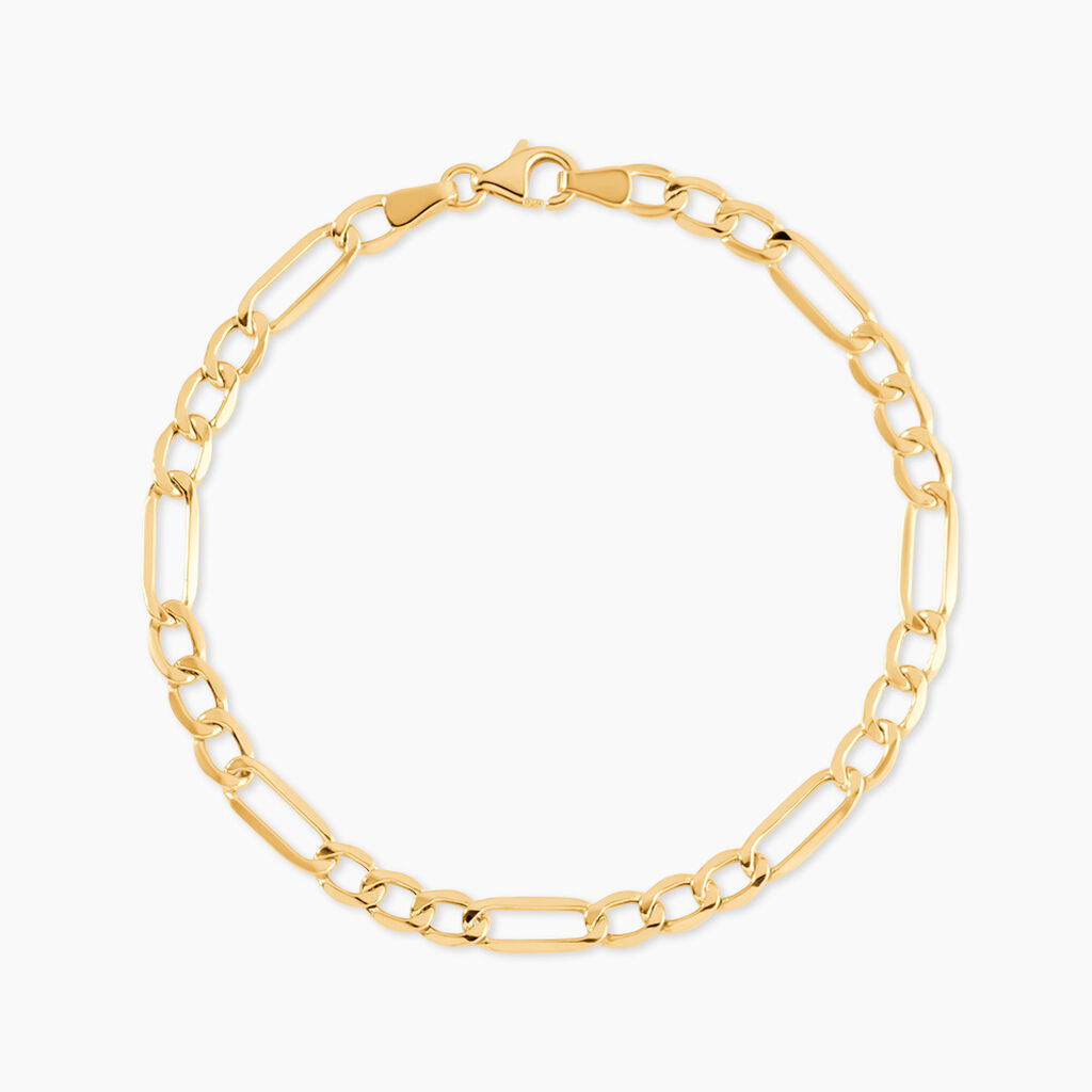 Bracelet Or Jaune Maille Altern&eacute;e 1/3 - Bracelets cha&icirc;ne Femme | Histoire d&rsquo;Or