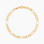 Bracelet Or Jaune Maille Altern&eacute;e 1/3 - Bracelets cha&icirc;ne Femme | Histoire d&rsquo;Or